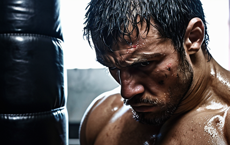 **Prompt 1: The Fighter's Inner Battle**
    A dramatic, cinematic portrait of a mixed martial arts fighter in a training environment. The image visually represents the fighter's internal struggle and resilience. Show sweat and physical exertion. Overlay subtle, ethereal visual elements: one side of their face or body slightly shadowed with vague forms representing past fears or doubts, while the other side is intensely illuminated, radiating a powerful, unwavering determination and focus. Emphasize the intense gaze and a sense of profound mental fortitude overcoming internal barriers. High detail, realistic, dynamic lighting, emotional depth.