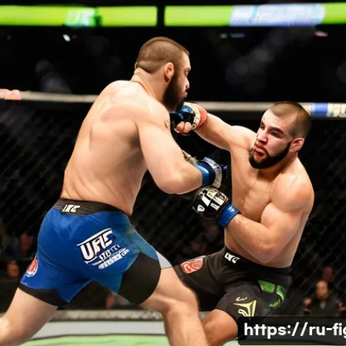 Home 13 격투기 해외 대회 일정 - **Prompt:** A dynamic, wide-angle shot of two male MMA fighters in the center of a brightly lit octa...